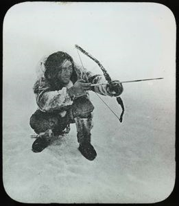 Image of Eskimo [Inuk] with Bow and Arrow